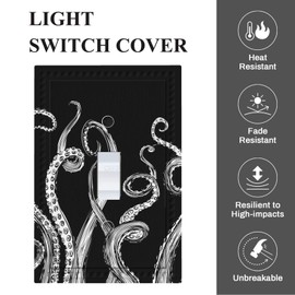 Cuitxrac Octopus 1 Gang Light Switch Cover Ocean Sea Navy Blue Single Toggle Wall Plate Decorative Switchplate Home Decor for Kitchen Bathroom