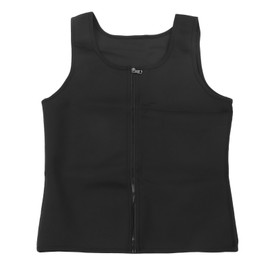 Men Zipper Fitness Shapewear Tank Top L Size All Black Quick Dry Male Workout Slimming Tank Top