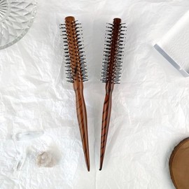 Natural Wood Roll Styling Hair Brush (Medium) Small) 2 Small 2ea