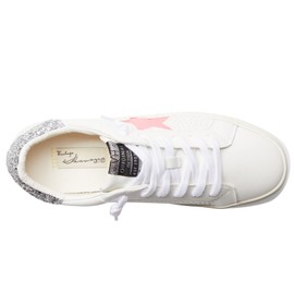 Vintage Havana® Gadol Sneakers for Women – Leather Upper – Perforated Design – Padded Synthetic Insole White/Pink Silver 8.5 M