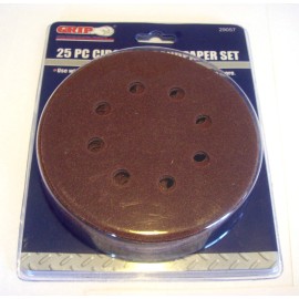 GRIP 25 GRIP TOOLS 5" HOOK & LOOP 8 HOLE ASSORTED GRIT SANDING DISCS ORBITAL SANDER