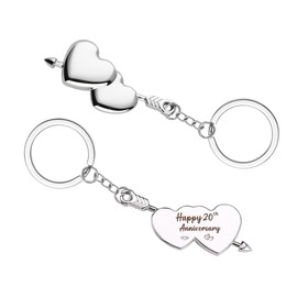 20 Year Anniversary Keychain Gifts for Him Her Husband Wife Couple 20 Year Anniversary Keychain for Wife Husband 20th Anniversary Wedding Gift for Wife Husband Heart Shaped Keychains