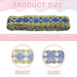 sourcing map 11 Yards Sequins Trim Ribbon 2.4 Inch Lace Gold Edge Sequins Gimp Braid Trim Paillette Fabric Flat Trims Strips for Crafts Sewing Clothes Home Party Decoration, Sapphire Blue