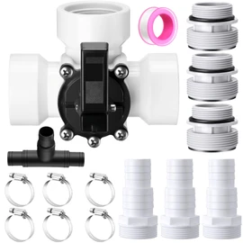 DoubleFill 3 Way Swimming Pool Diverter Valve Hose Adapter with Hose Clamps Replacement Slip Valve Filter Hose Conversion Kit with Seal Ring for 1 1/4'' or 1 1/2'' Filter Ports (White,Hose Adapter)