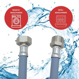Lichtblau Inlet Hose Extension with Metal Thread, 1.5 m, Washing Machine Dishwasher Connection, 3/4 Inch, Extension for Water Inlet Hose, Universal, Manufacturer, Independent