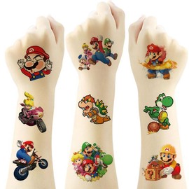 40pcs Sheets Mario Temporary Tattoos for Kids, Cartoon Mario Birthday Party Favors Gifts for Girl Boys Home Activity Class Prizes Carnival Christmas Rewards