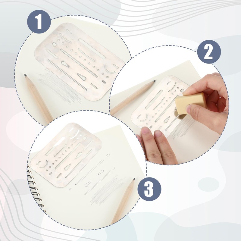 DOPENSPI 6PCS 2 Styles Stainless Steel Erasing Shields, Eraser Shield