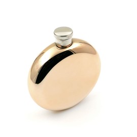 iSavage 5oz Lightweight Outdoor Hip Flask 304 Stainless Steel Round Shaped, Gold Plating.
