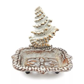 Unbranded Cast Iron Conch Shell Bath Soap Dish Whitewashed Beach Nautical Antique Finish