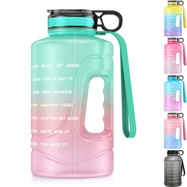 Ambertech Large Capacity Water Bottle, Sports Bottle, 2.2L Water Bottle, 2L Water Bottle, Half Gallon Water Bottle, Straw Bottle, Leak Proof, Wide Mouth, BPA Free, Handle Water Bottle, Gym, Bicycle, Outdoor Sports, Office, Daily Use, Hydration Suitable L