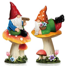 Yuntau 2 Pcs Christmas Gnomes Decorations for Yard Christmas Wooden Garden Gnomes Sign Outdoor 7 Inches Cutout for Winter Holiday Outdoor Porch Lawn Patio Yard Garden Decor