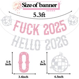ZACHAKO Banner de Hola 2026 con Purpurina Rosa, decoración para Fiestas navideñas y de Año Nuevo 2026.
