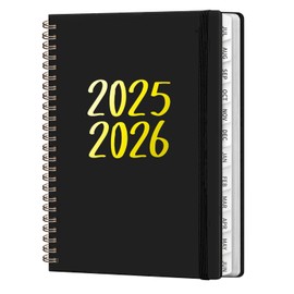Academic Planner 2025-2026 For Women & Men, Monthly and Weekly Calender Planner, Jul 2025 - Jun 2026, A5 (6.3" x 8.5"), Ideal for Office School Supplies (Black)