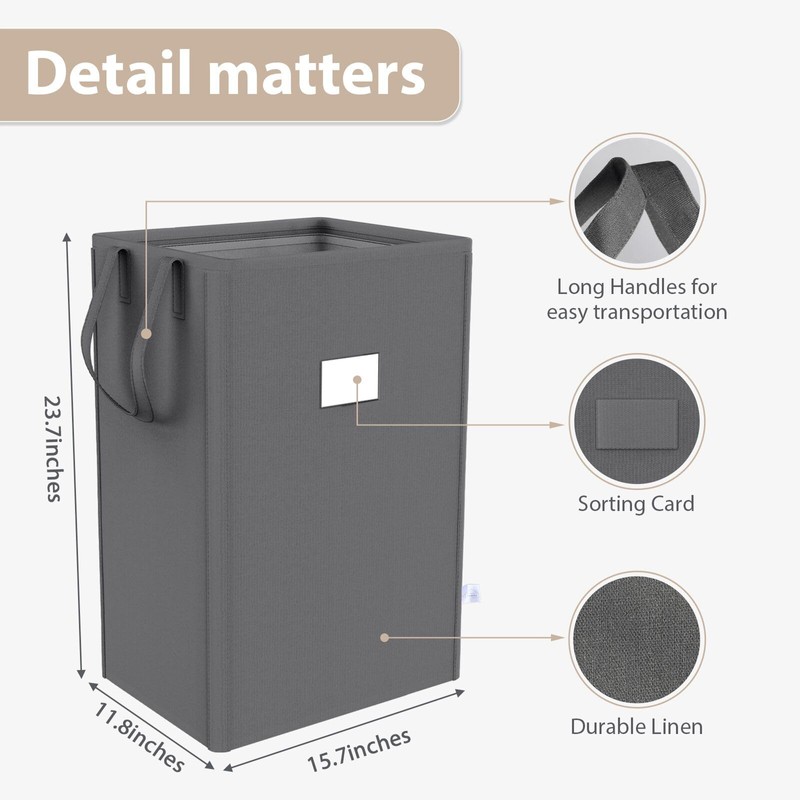 MCleanPin 210L Laundry Hamper Collapsible with 2 Washable Laundry Bags,