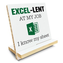 Funny Office decor, Lent At My Job I Know My Sheet Wood Desk Plaque Decor, Accountant Gifts for Women, Men, Wood Plaque With A Support Frame for Home Office Desk, Cell Phone Stand