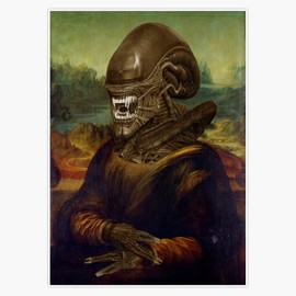 Mona Lisa Alien Xenomorph Vinyl Window Bumper Sticker Decal 5"