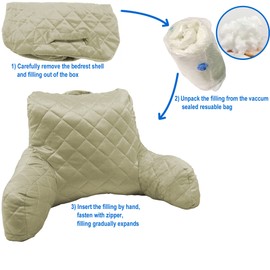 Home Soft Things Golden Lime 3 DO-IT-Yourself Velvet Quilted Bed Rest ReadingPillow Cover and Filling, Back Support Lounger Backrest Pillow Armrest Chair for Sitting in Bed, 20" x 18" x 17"