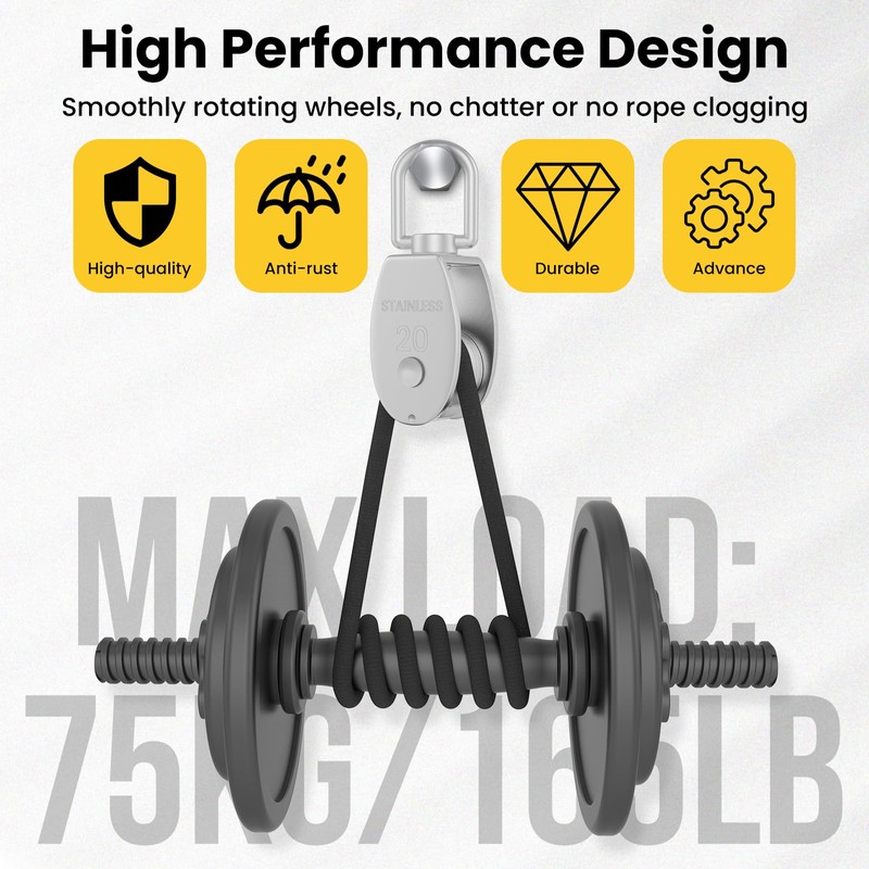 M20 Single Pulley Block 2 PCS, HONSNKS 304 Stainless Steel