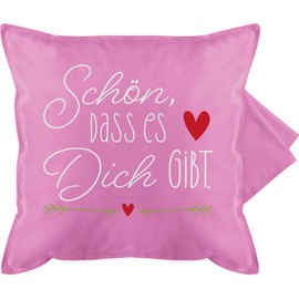 Cushion Cover - Valentine's Day Partner Cushion Ideas - Schön dass es dich gibt - Gifts for Women Christmas Gift Ideas Girlfriend Sister Favourite Person Christmas - 50 x 50 cm - Pink
