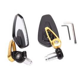 DREAMIZER Black Motorcycle Handlebar Mirrors, 7/8" 22mm Rear view Wing Mirrors Motorbike for Scooter Cruiser Sport Bike Chopper (Gold)