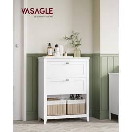 VASAGLE VASAGLE Bathroom Cabinet, Storage Cabinet and Bathroom Organizers, 2 Drawers with 1 Set of Adjustable Divider, 2 Baskets, Sideboard, 11.8 x 23.6 x 31.5 Inches, White UBBC545W02