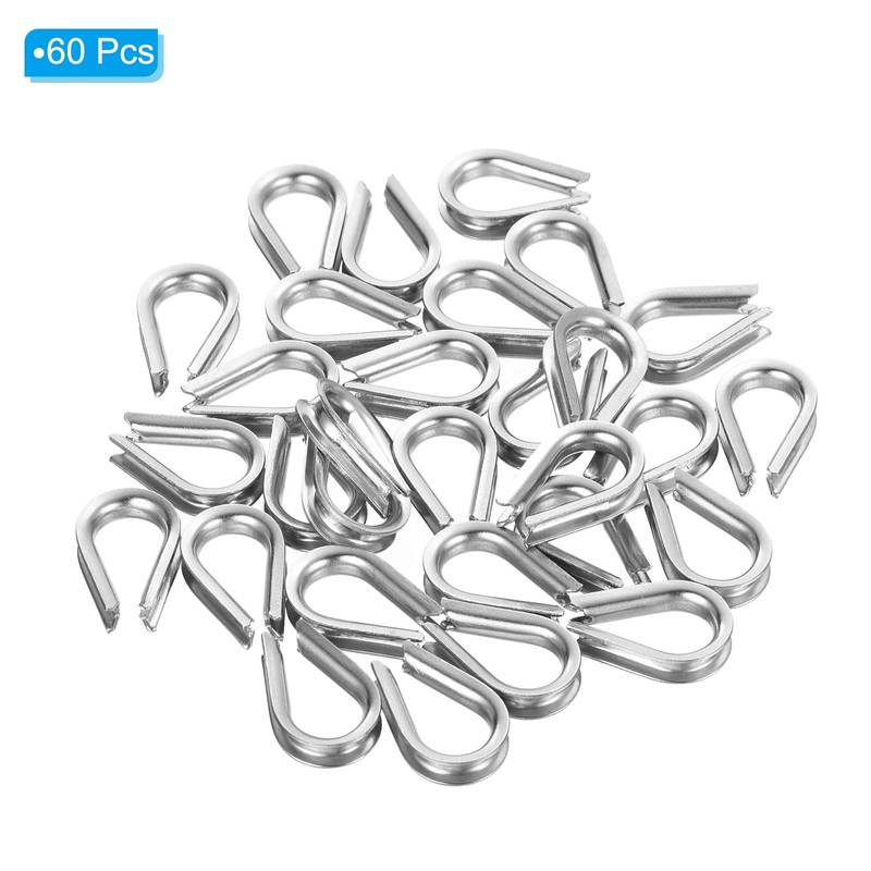 PATIKIL M2 Stainless Steel Thimble, 60 Pcs Wire Rope Thimble,