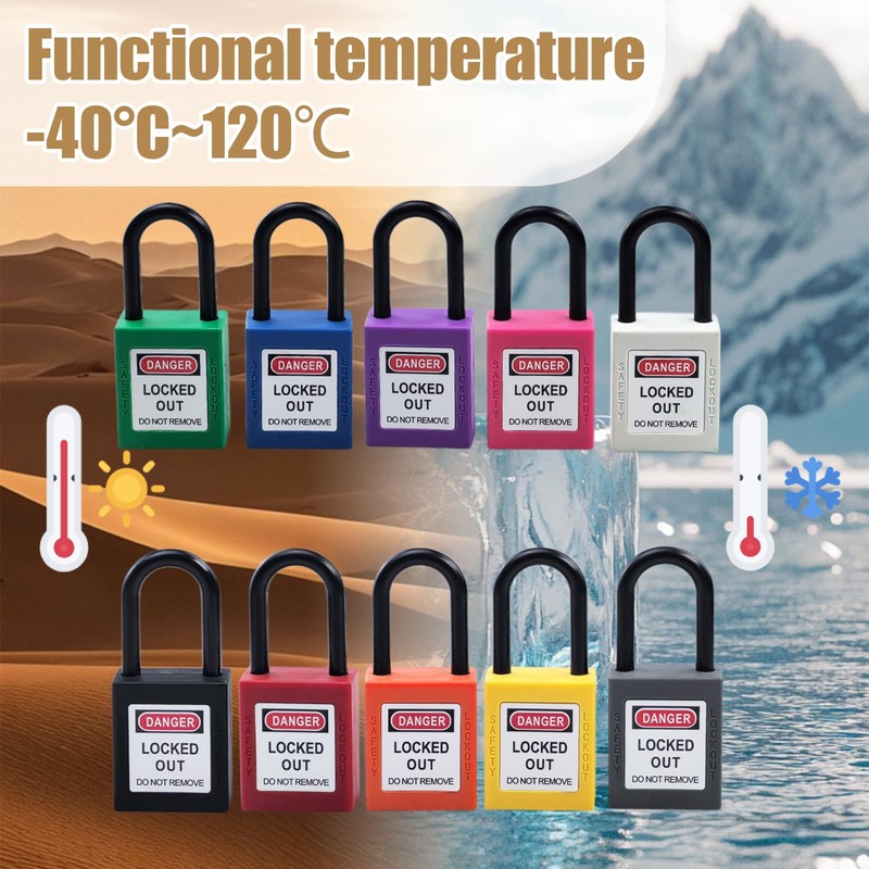 Pack of 10 Lockout Padlock, 38 mm Nylon Security Padlock