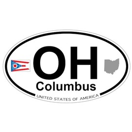 US Decal, Inc. Columbus, Ohio Oval Sticker with State Flag