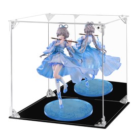 FHMIDIC Acrylic Display Case, Transparent Figures Display Case with Mirrored Back, Dustproof Protection, Alternative Glass Display Case for Collectibles, Figures, Models, Dolls, Toys (25 x 25 x 25 cm)