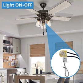 Zing Ear ZE-109 Ceiling Fan Light Replacement Switch, 3 Pack ON-Off Speed Control Pull Chain Switch Compatible with Hunter Ceiling Fans Light, Lamps and Wall Lights (Nickel Pull Chain)