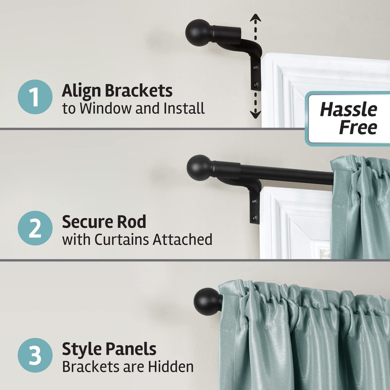 Zenna Home Curtain Rods for Windows 18 to 48 Inches,