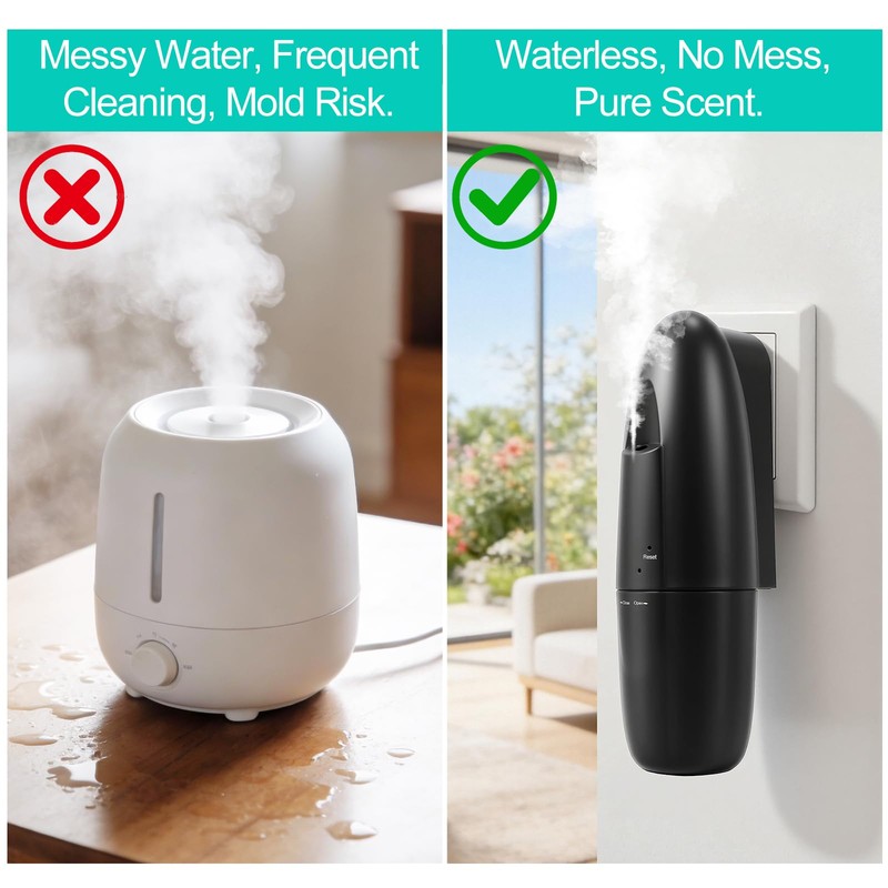 DAKISTF Plug-in Waterless Essential Oil Diffuser, 400-800 Sq.Ft Smart Nebulizing