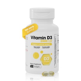 Nutra Nutrition Vitamin D3 2000 IU Softgels – 100 Softgels – Vitamin D3 Supplement for Daily Use