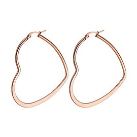 Stainless Steel Heart Hoop Earrings for Women Hypoallergenic Gold Silver Black Plated Large Simple Hollow Love Shape Metal Wire Huggie Hoop Earrings for Her Wife Mom Daughter Sister Friend Jewelry Gifts (50mm Rose gold)