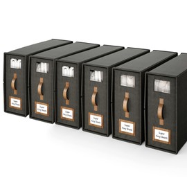 BigPonPon 6 Pack Bed Sheets Organizers And Storage (Cal King Size),Foldable Sheet Organizer With Handle For Linen Closet,Bedding Organizer Storage For Sheets, Duvet Cover (Black)