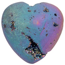 Nupuyai Rainbow Agate Geode Heart Palm Worry Stone for Chakra Reiki, Healing Crystal Love Stone for Home Decoration 40mm