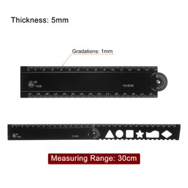 sourcing map 3pcs Folding Ruler 30cm Metric Polystyrene Foldable Angle Protractor Measure Measurement Measuring Tool Construction Ruler Straight Ruler for Artists Designers, Black & 2 White
