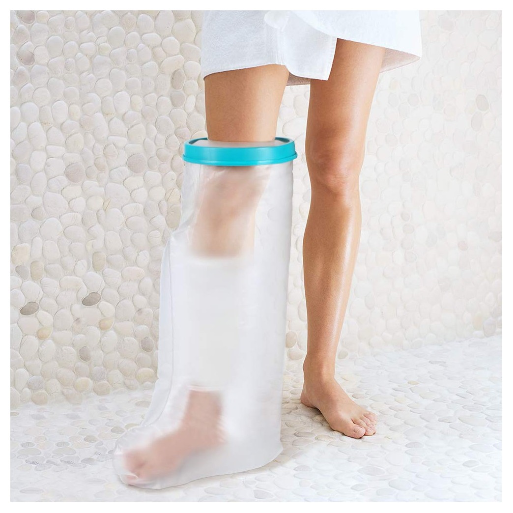 Waterproof Leg Cast Cover for Shower, Adult Half Leg Cast Protector and Watertight Plastic Protection Reusable Seal for Broken Leg Knee Foot Ankle Wound -Adult Leg Size(24 Inches)