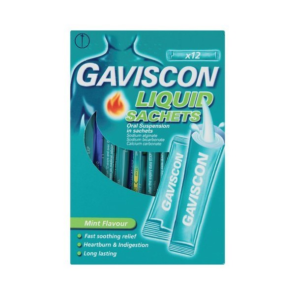 Gaviscon Mint Flavour Liquid Oral Suspension, 12 Sachets