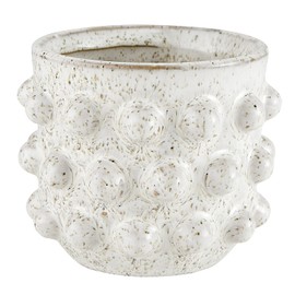 47th & Main Ceramic Planter Pot, 3" Tall, White Dot