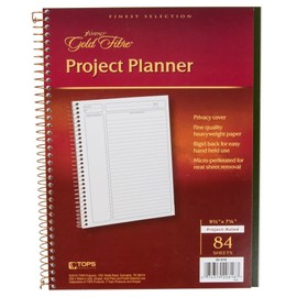 TableTop King 20-816 Gold Fibre 7 1/4" x 9 1/2" Wirebound Project Planner with Green Cover - 6/Pack