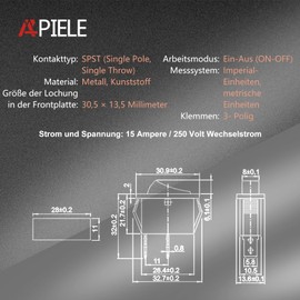APIELE KCD3-101N Illuminated Rocker Switch with 250 V Durable Rocker Switch Single Pole Single Throw 2 Position Pack of 6