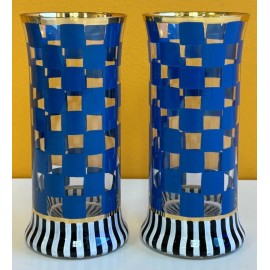 MacKenzie-Childs 59233-7683A Carnival Royal Highball (Set of 2) Glass Set. New!