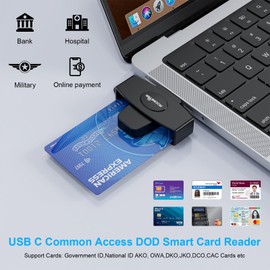 CAC Reader, DOD Military USB C Common Access CAC Card Reader, USB Smartfold Type C Smart Card Reader SIM Card Reader Compatible with Windows, Mac OS (Mini Portable)