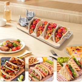 YRsorn Pack of 3 Taco Holders - Stainless Steel Mexican Hot Dog Holder with Handles, Wave Shape Stand for Hot Dogs, Tacos Sandwiches and Pancakes for Children Family Parties