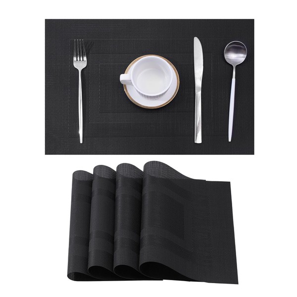 Leetaltree Black Frame Placemats Set of 4 - Heat Resistant