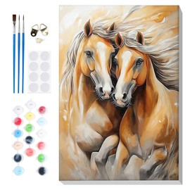 Bowetile Framed Paint by Numbers Horse for Adults Beginners, Adults' Paint-by-Number Horse Kits, Easy Adult Paint by Number Kits on Canvas, Acrylic Animals Number Painting for Home Decor, 8x12in