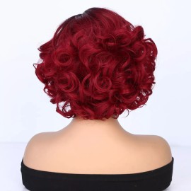 Fancy Hair Cabello Elegante Ombre Rojo Rojo Bob Peluca Bob Encaje Peluc