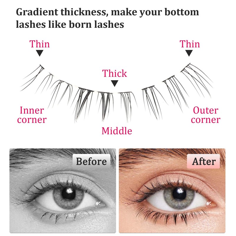 134 Pcs Bottom Lashes Cluster, 2 Styles 5-6 mm Under