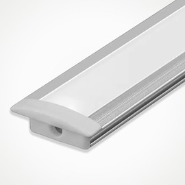 LEDBRITE LED Aluminium Profile 2M / 6.6FT LED Aluminium Channel ALP2507 LED Aluminium Profile with Cover. LED Channels and Diffusers with End Caps and Mounting Clips Recessed Chrome (2)